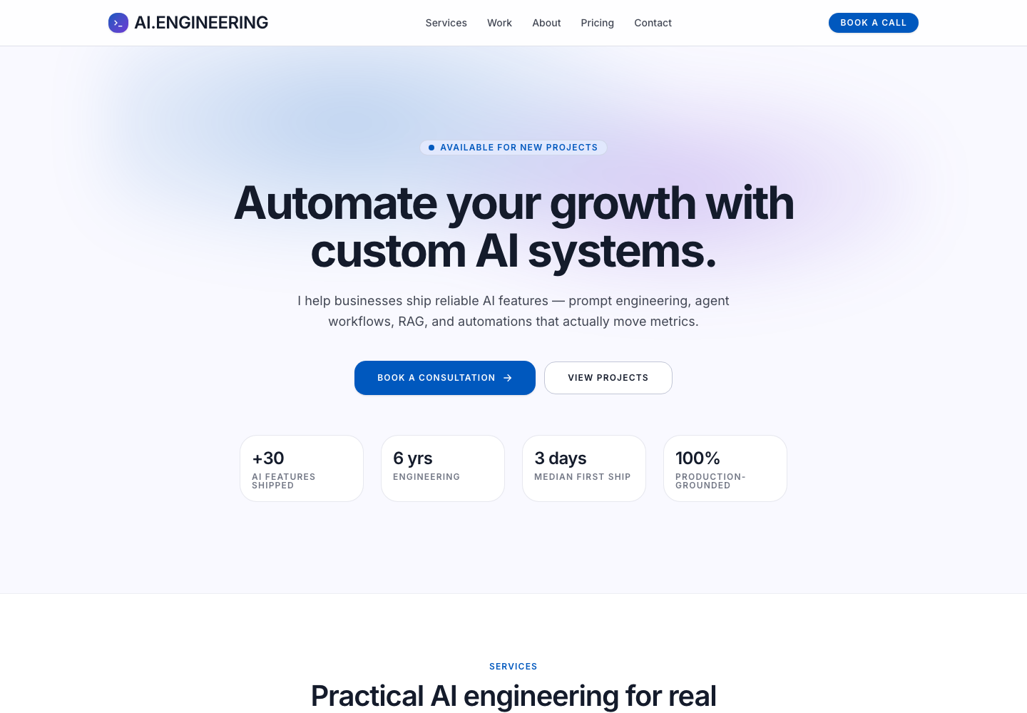 AI Engineer Site live demo screenshot