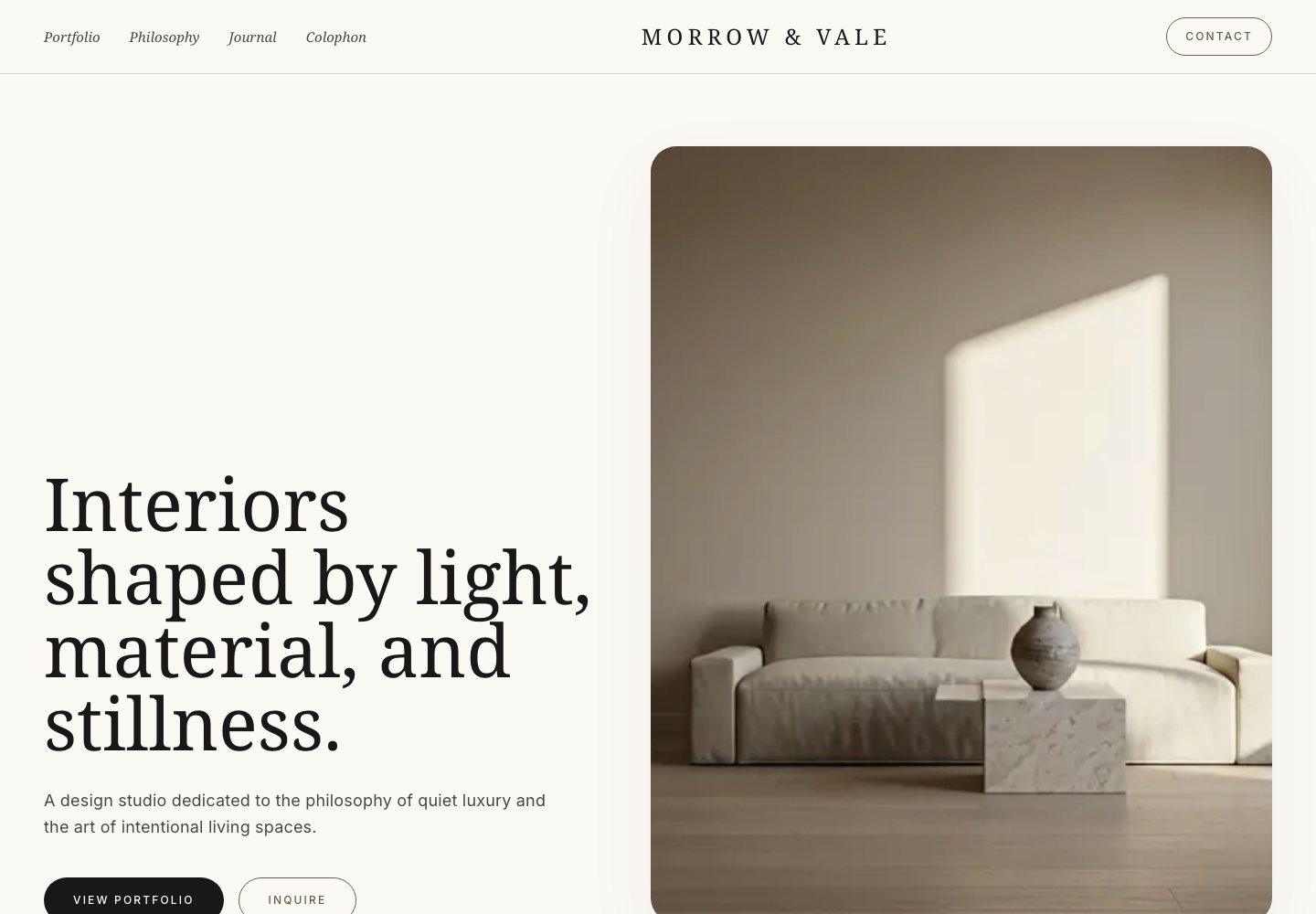 Morrow & Vale live demo screenshot