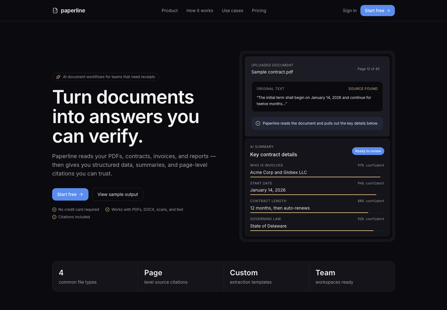 Paperline live demo screenshot